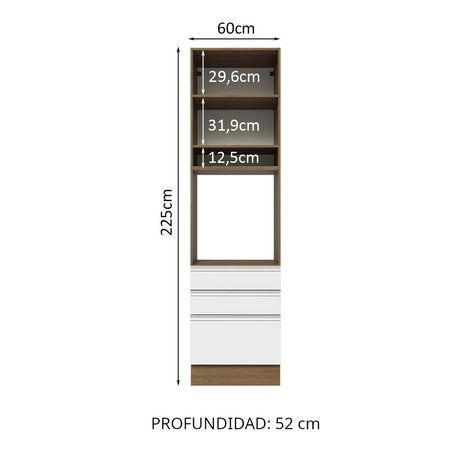 Mueble de Cocina para Horno Madesa Glamy 60 cm 1 Puerta y 3 Cajones Marrón/Blanco