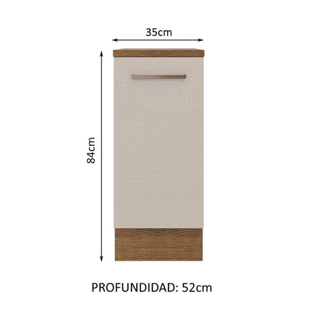 Mueble de Cocina 35 cm 1 Puerta Marrón/Crema Agata Madesa