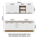 Cocina Integral 240cm Marrón/Blanco 60cm de Profundidad Agata 02