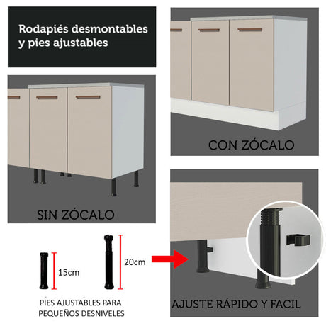 Mueble de Cocina para Fregadero Madesa Agata con 2 Puertas Blanco/Crema