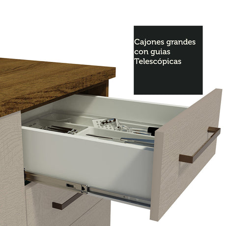 Mueble de Cocina Para Fregadero 150 cm 2 Puertas y 2 Cajones (Sin Tablero Ni Fregadero) Marrón/Crema Agata Madesa