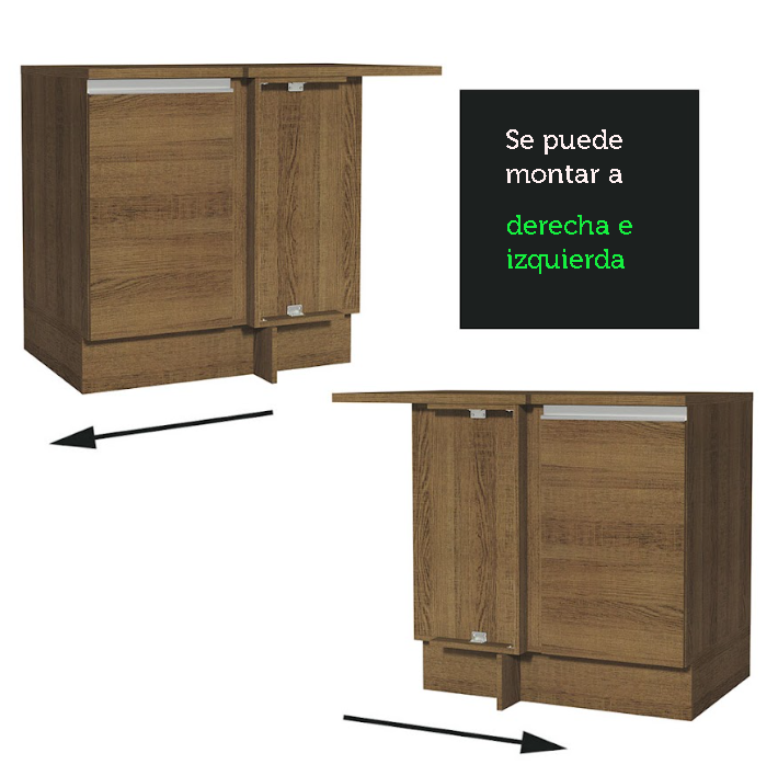 Gabinete Bajo Esquinero 94 cm 1 Puerta Marron Glamy Madesa