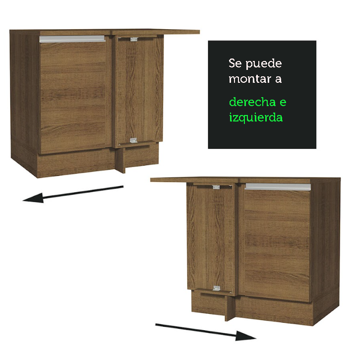 Gabinete Bajo de Esquina de Cocina Glamy 1 Puerta Marron