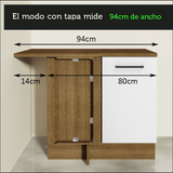 Cocina Integral Esquinera 349cm Marrón/Blanco Glamy Madesa 06