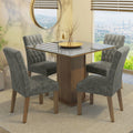 Conjunto de Comedor con Encimera Vidrio 4 Sillas Marrón/Gris/Silver Anaju Madesa