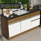 Gabinete Bajo para Fregadero 150 x 52 cm 2 Puertas 2 Cajones Sin Encimera Marrón/Blanco Glamy Madesa 01
