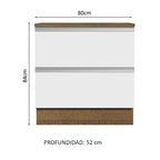 Mueble de Cocina 80 cm 2 Cajones Marrón/Blanco Glamy Madesa