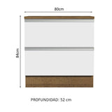 Mueble de Cocina 80 cm 2 Cajones Marrón/Blanco Glamy Madesa