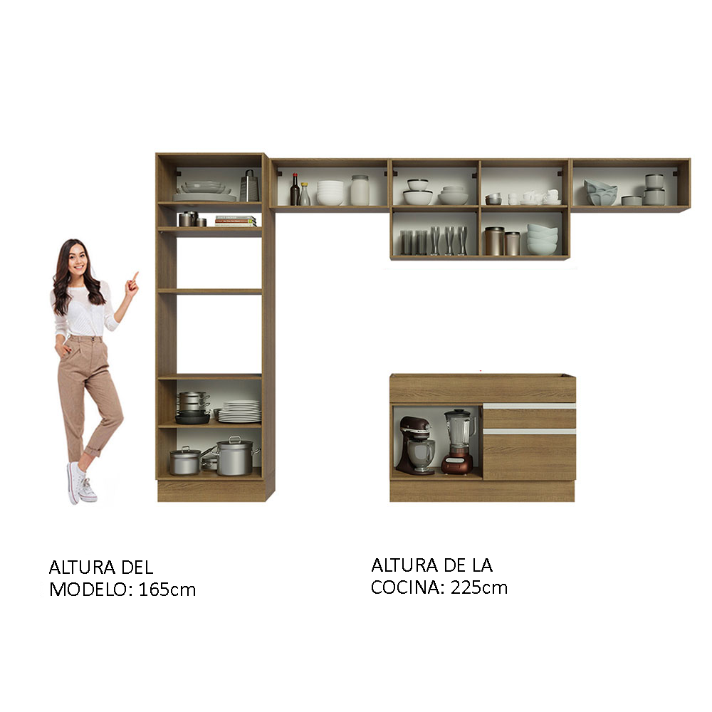 Cocina Integral 350cm Marrón Glamy Madesa 01