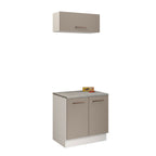 Kit Gabinete Bajo y Gabinete Superior Multiuso 80 cm Blanco/Crema Agata Madesa