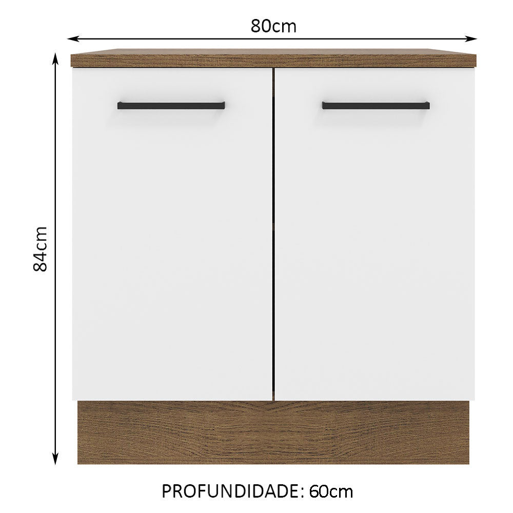 Gabinete Bajo Agata 80 x 60 cm 2 Puertas (Con Encimera) Marrón/Blanco