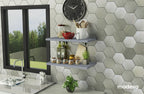 Kit 2 Repisas de Cocina 80 cm con Soporte Metálico Gris Madesa