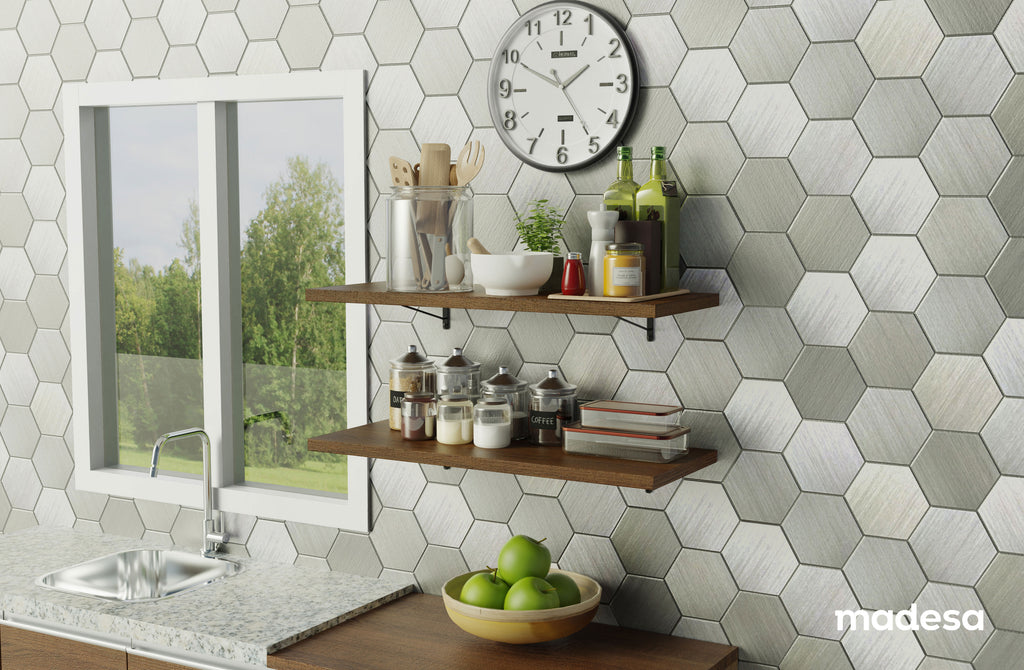 Kit 2 Repisas de Cocina 80 cm con Soporte Metálico Marrón Madesa