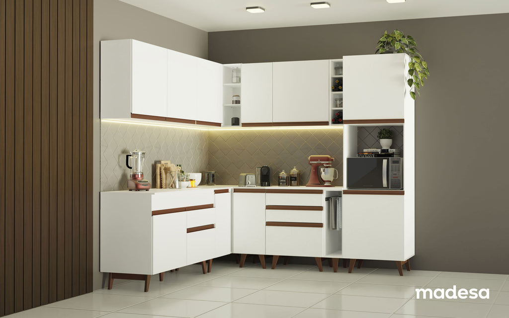 Cocina Integral Esquinera 437cm Blanco Reims Madesa 01