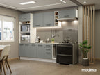 Cocina Integral 290 x 52 cm 8 Puertas 3 Cajones Con Mueble para Horno Blanco/Gris Agata Madesa 04