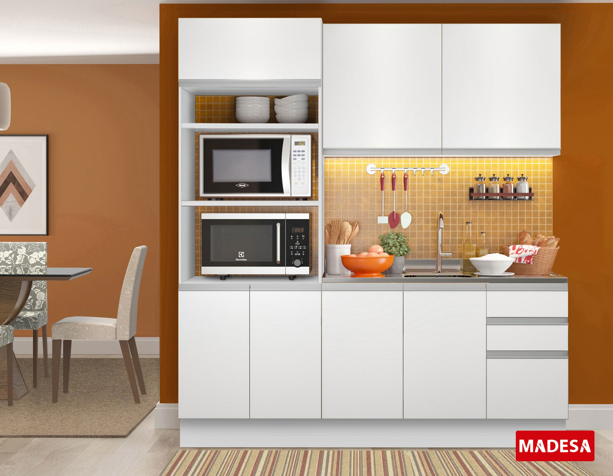 Cocina Compacta 190cm Blanco Glamy 02