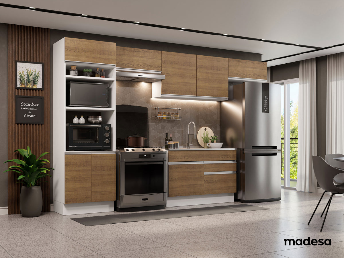 Cocina Integral 350cm Blanco/Marrón Glamy 01