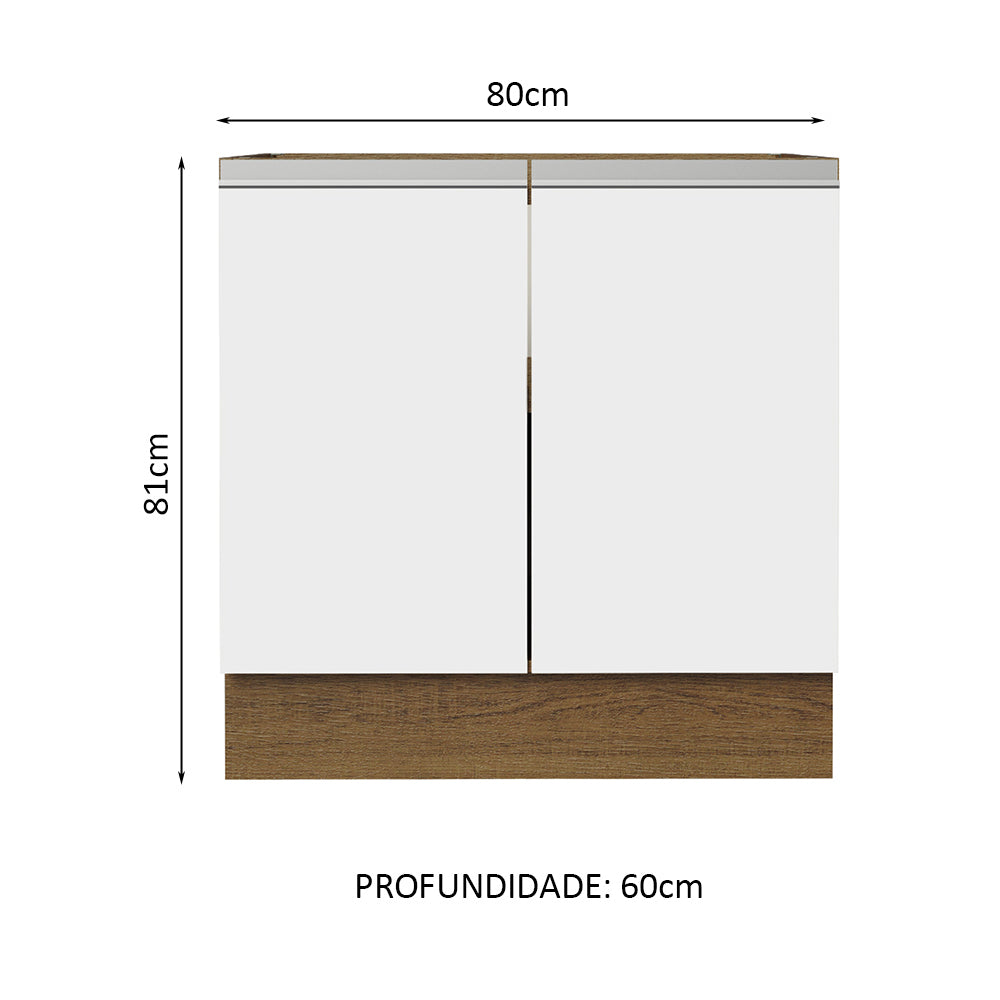 Gabinete de Cocina 80 x 60 cm 2 Puertas (Sin Encimera) Marrón/Blanco Glamy