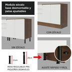 Gabinete Bajo para Fregadero 150 x 52 cm 2 Puertas 2 Cajones Sin Encimera Marrón/Blanco Glamy Madesa 01