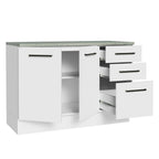 Gabinete Bajo Multiuso 120 cm 2 Puertas 3 Cajones Blanco Madesa