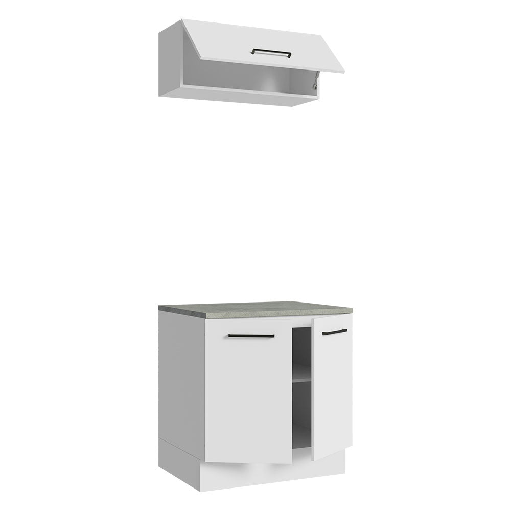 Kit Gabinete Bajo y Gabinete Superior Multiuso 80 cm Blanco Agata Madesa