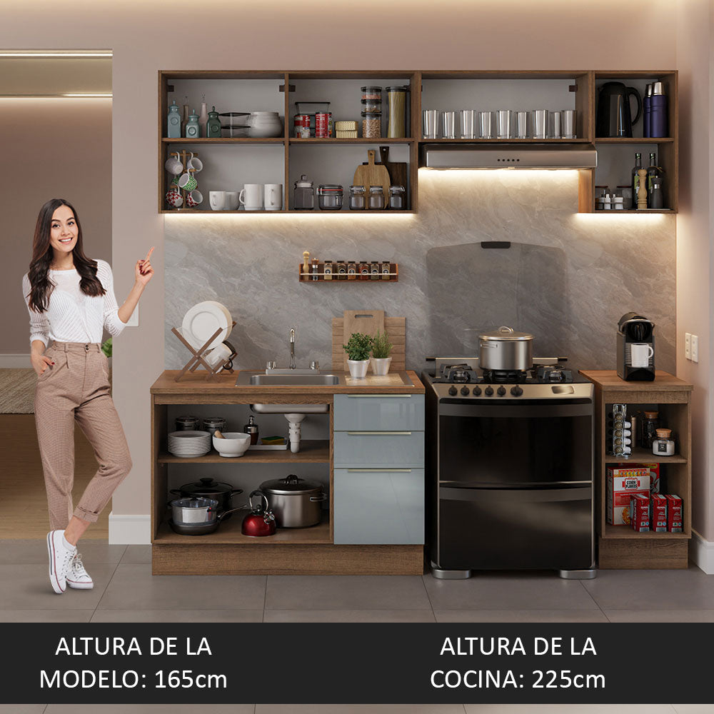 Cocina Integral con Accesorios 240cm Lux Marrón/Gris