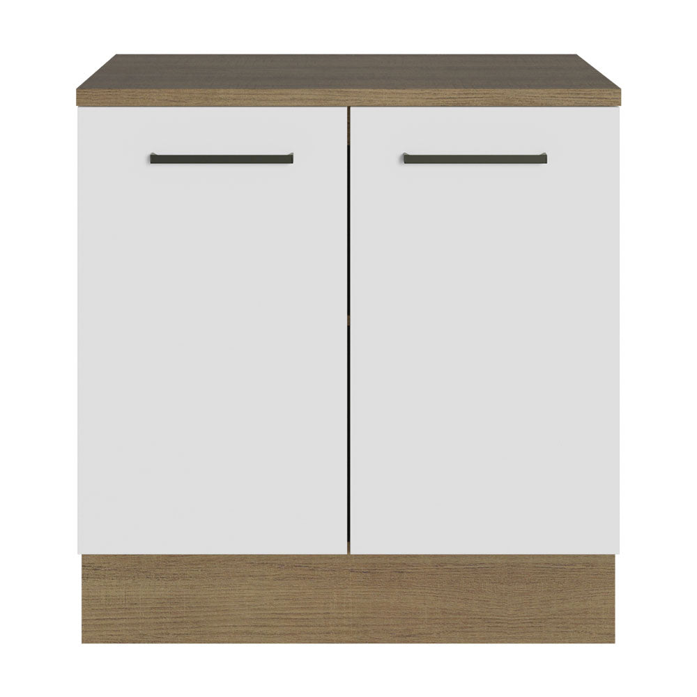 Gabinete Bajo Multiuso 80 cm 2 Puertas Marrón/Blanco Madesa
