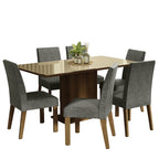 Conjunto de Comedor con Encimera Vidrio 6 Sillas Marrón/Crema/Silver Alexis Madesa