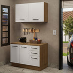 Kit Gabinete Bajo y Gabinete Superior Multiuso 120 x 60 cm Marrón/Blanco Agata Madesa