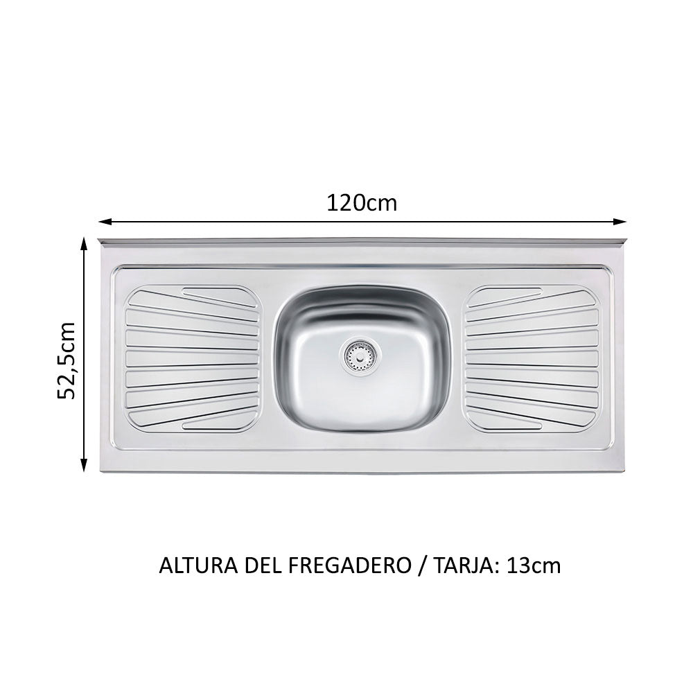 Cocina Integral con Fregadero 180cm Glamy 13 Blanco