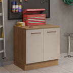 Gabinete Bajo Multiuso 80 cm 2 Puertas Marrón/Crema Madesa
