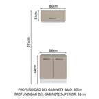 Kit Gabinete Bajo y Gabinete Superior Multiuso 80 cm Blanco/Crema Agata Madesa