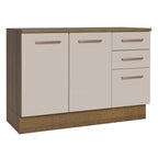 Gabinete Bajo Multiuso 120 cm 2 Puertas 3 Cajones Marrón/Crema Madesa