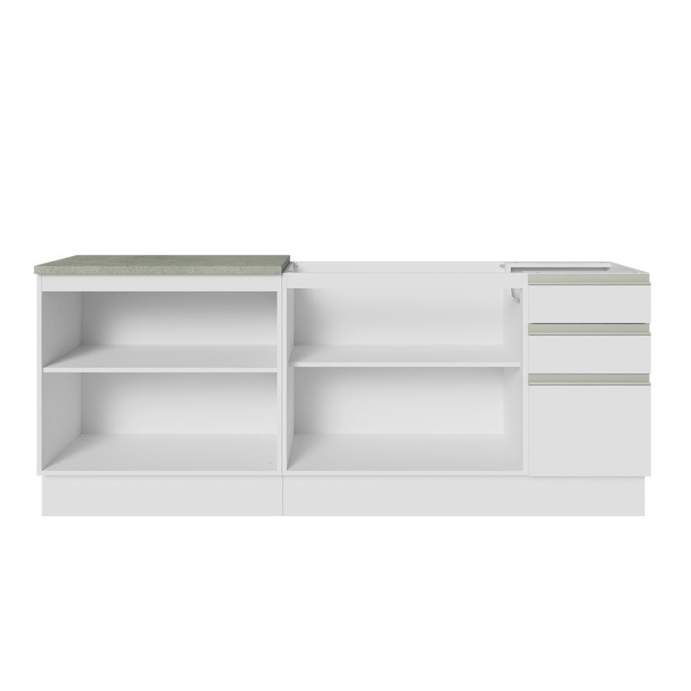 Mueble de Cocina 200cm Con Tarja Glamy Blanco