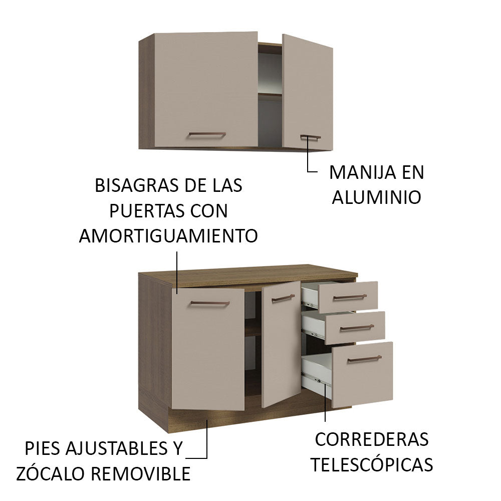 Mueble Integral Multiuso Garaje 120cm Marrón/Crema