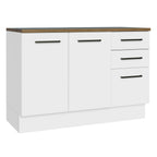 Gabinete Bajo Multiuso 120 cm 2 Puertas 3 Cajones Blanco/Marrón Madesa