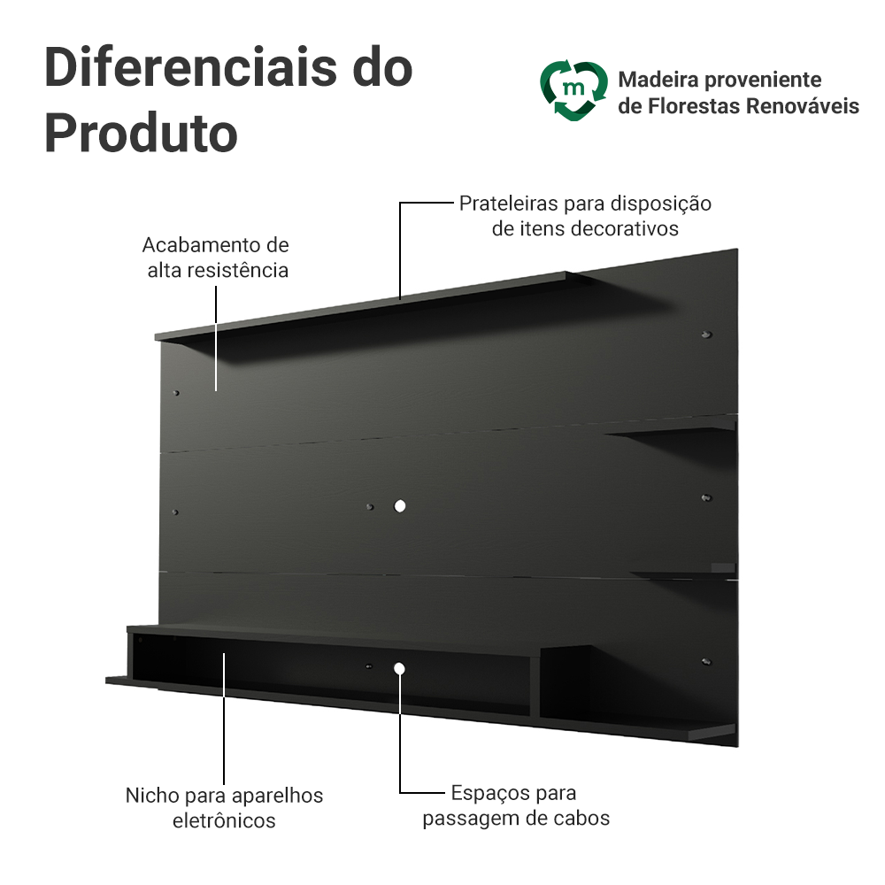 Panel para TV Hasta 60 Pulgadas Alfa Negro