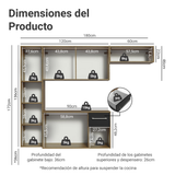 Cocina Compacta 180cm Marron/Negro Easy
