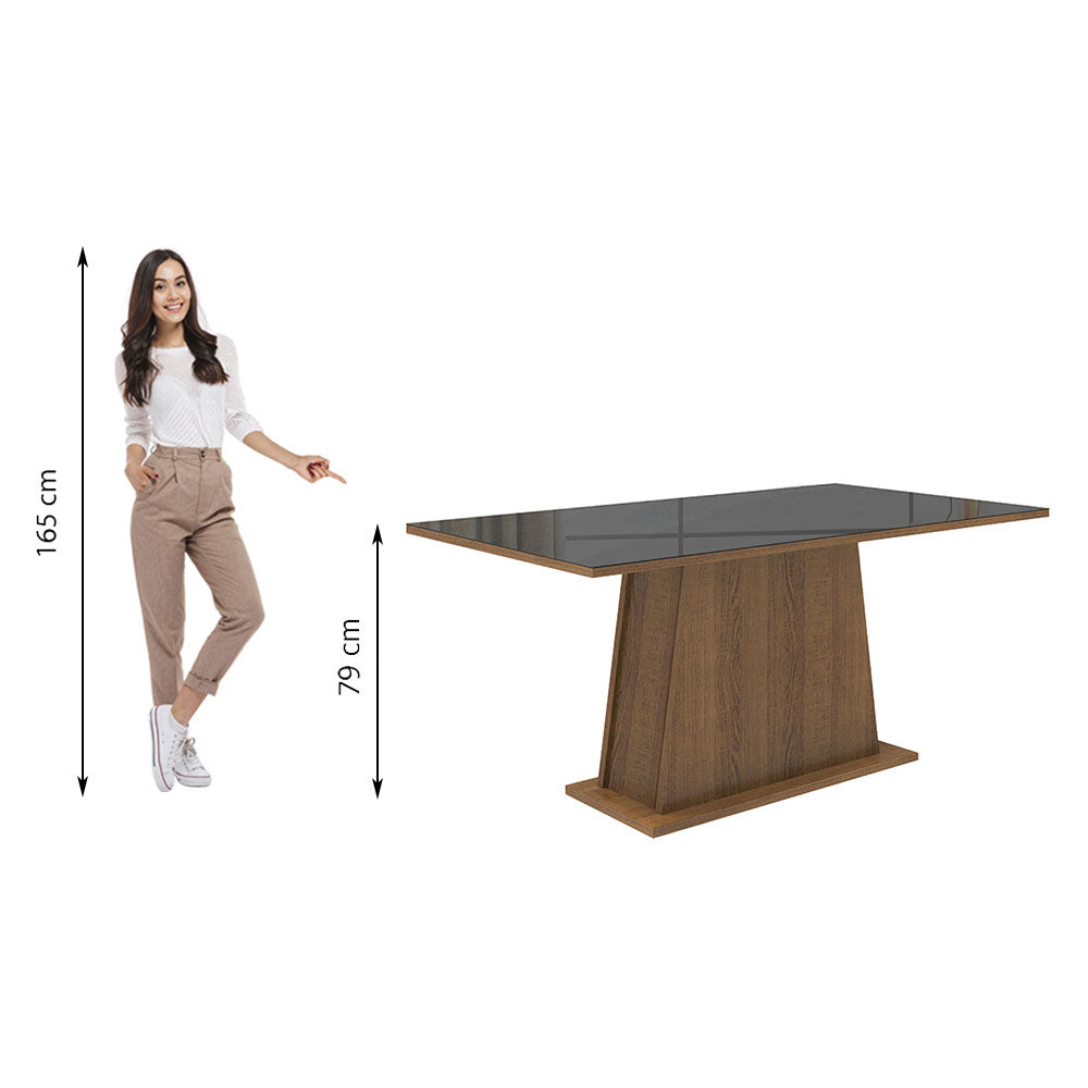 Mesa de Comedor 160 cm con Encimera Vidrio Marrón/Negro Madesa