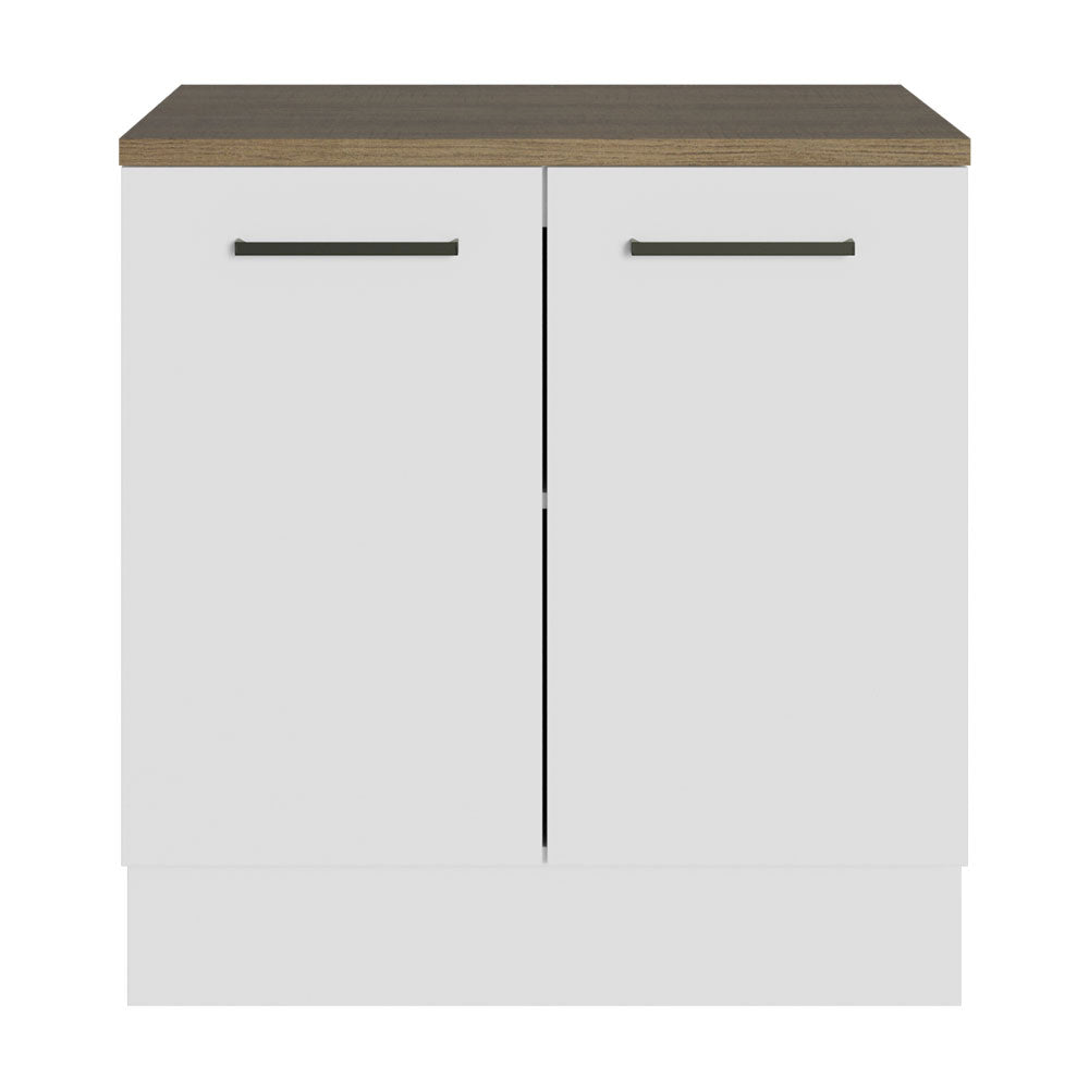 Gabinete Bajo Multiuso 80 cm 2 Puertas Blanco/Marrón Madesa