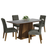 Juego de Comedor Mesa con Encimera de Madera 4 Sillas Marrón/Gris/Silver Ashley