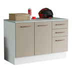Gabinete Bajo Multiuso 120 cm 2 Puertas 3 Cajones Blanco/Crema Madesa