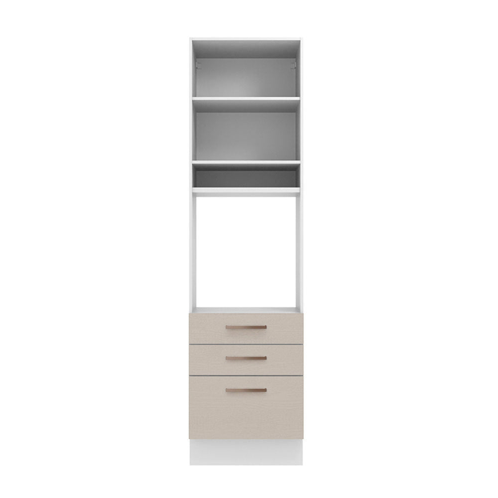 Mueble de cocina para horno 60 x 60 cm 1 Puerta 3 Cajones Blanco/Crema Agata
