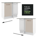 Mueble de Esquina 1 Puerta 60 cm Profundidad (Con Encimera) Blanco/Crema Agata