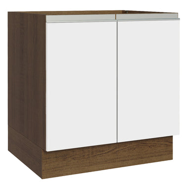 Gabinete Bajo 80 cm 2 Puertas Sin Encimera Marrón/Blanco Glamy Madesa