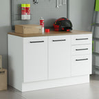 Gabinete Bajo Multiuso 120 cm 2 Puertas 3 Cajones Blanco/Marrón Madesa