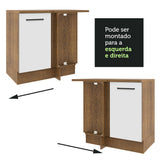 Mueble de Esquina Agata 1 Puerta 60 cm Profundidad (Con Encimera) Marrón/Blanco