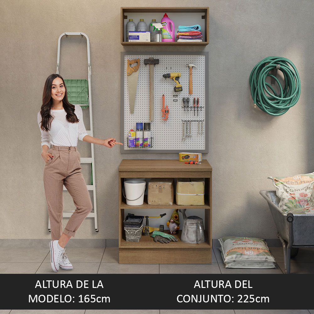 Kit Gabinete Bajo y Gabinete Superior Multiuso 80 cm Marrón/Crema Madesa