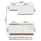 Cocina Integral con Fregadero 180cm Glamy 13 Marrón/Blanco