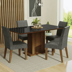 Conjunto de Comedor con Encimera Vidrio 4 Sillas Marrón/Negro/Silver Avril Madesa